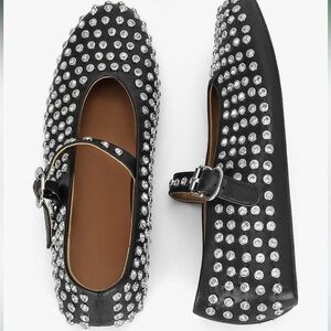Brand new, never worn Studded leather flats. Size 9
